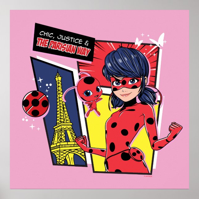 Poster Via Parisiense de Ladybug em Quadrinhos Miraculoso (Frente)