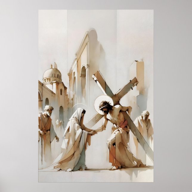 Poster Via-Sacra Jesus Encontra a Sua Mãe (Frente)