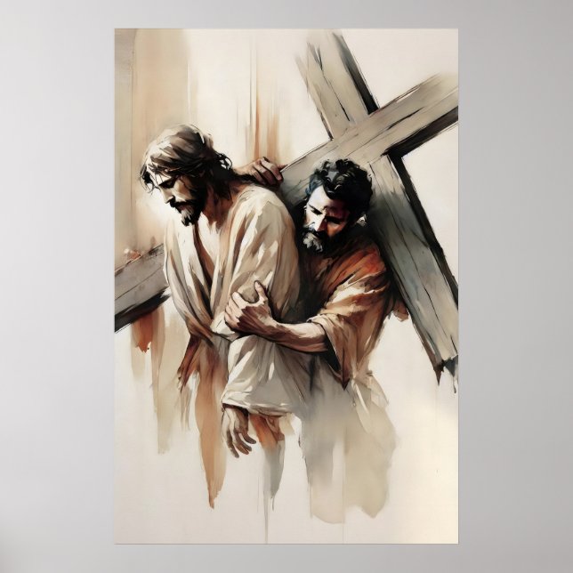 Poster Via-Sacra Simão de Cirene Ajuda Jesus (Frente)