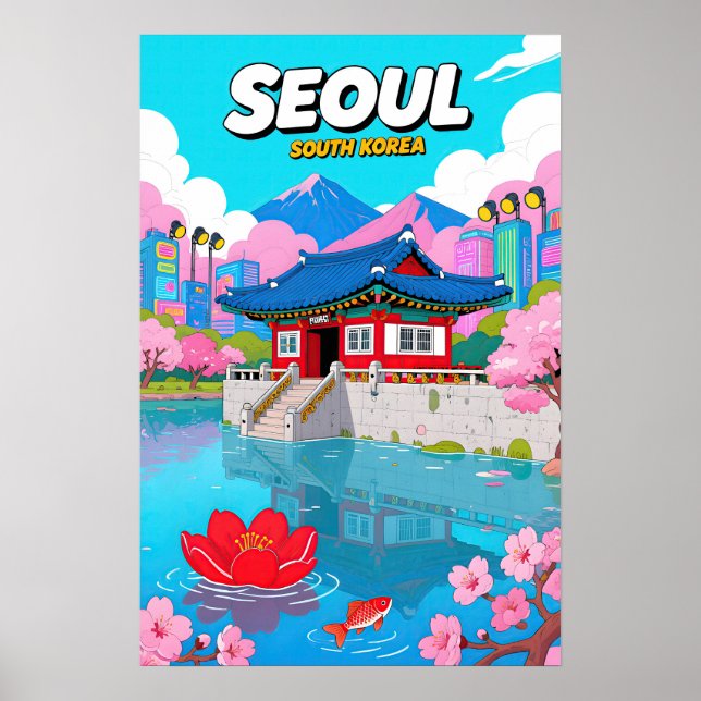 Poster Viagem à Coreia do Sul   Pop Art (Frente)