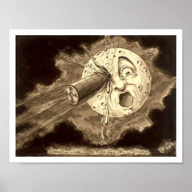 Pôster Viagem à ilustração da Lua de 1902 (Frente)