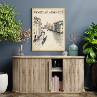 Poster Viagem a Veneza | Canal da Gôndola Retro Vintage