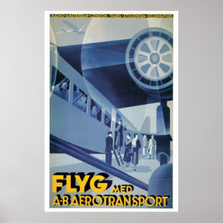 Poster Viagem Ad da Vintage Swedish Airlines (ABA)