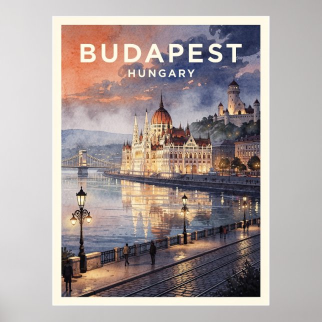 Poster Viagem Antiga Budapeste Hungria (Frente)