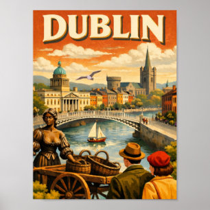 Poster Viagem Antiga Dublin Irlanda