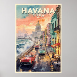 Poster Viagem Antiga Havana Cuba