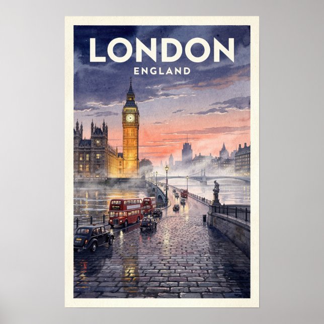 Poster Viagem Antiga Londres Inglaterra (Frente)