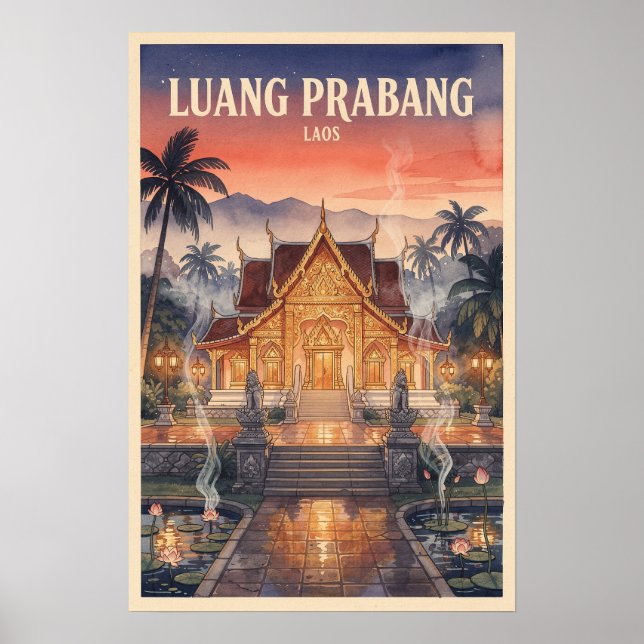 Poster Viagem Antiga Luang Prabang Laos (Frente)