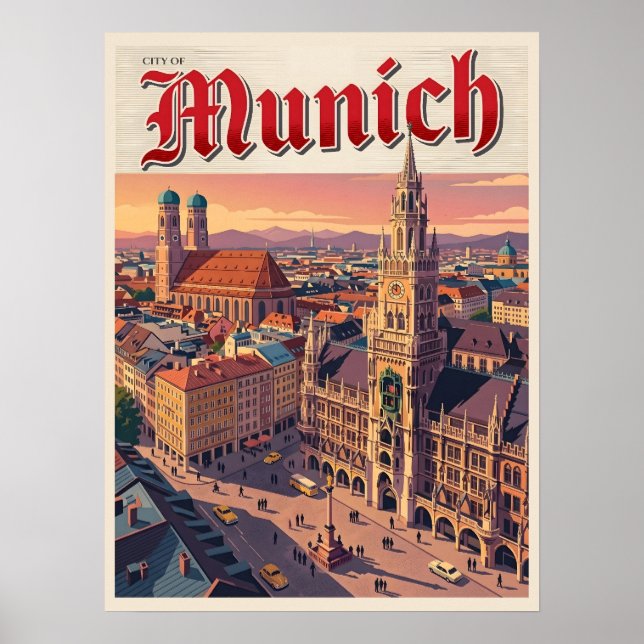Poster Viagem Antiga Munique Alemanha (Frente)
