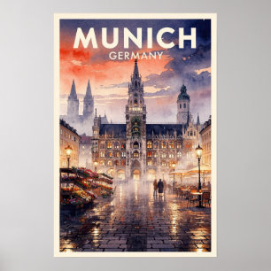 Poster Viagem Antiga Munique Alemanha 