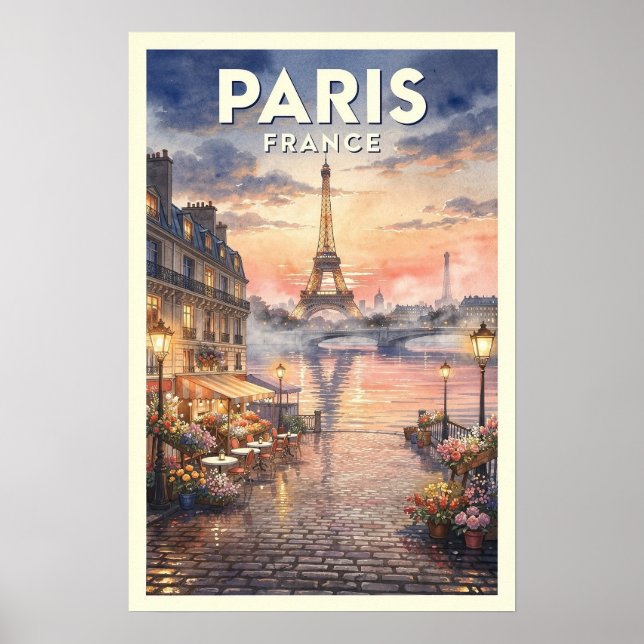 Poster Viagem Antiga Paris França (Frente)