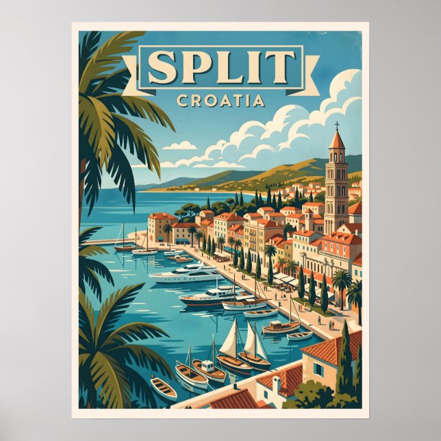 Poster Viagem Antiga Split Croácia (Frente)