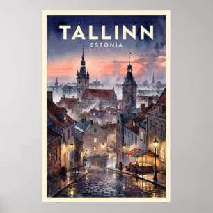 Poster Viagem Antiga Tallinn Estônia