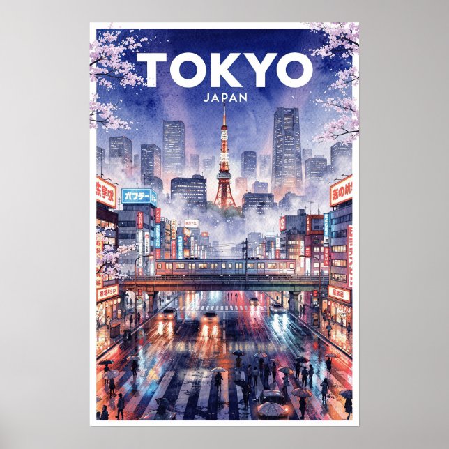 Poster Viagem Antiga Tóquio Japão (Frente)