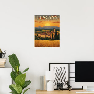 Poster Viagem Antiga Toscana Itália Cenário Retro