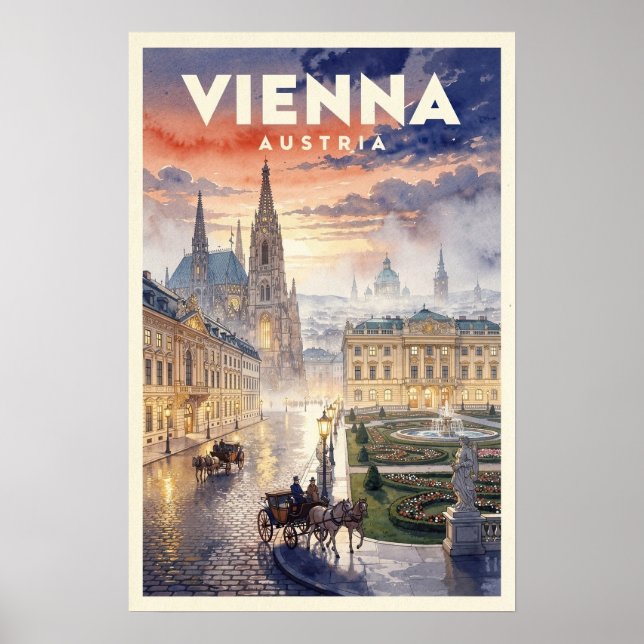 Poster Viagem Antiga Viena Áustria (Frente)