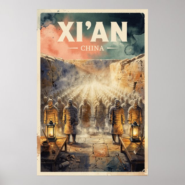 Poster Viagem Antiga Xi'an China (Frente)