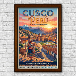 Poster Viagem ao Cusco, Peru, anos 60 Vintage
