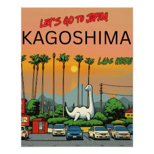Pôster Viagem ao Lago Ikeda Kagoshima Japão
