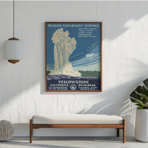 Poster Viagem ao Parque Nacional de Yellowstone Retrô Vin