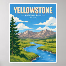 Viagem ao Parque Nacional de Yellowstone Vintage