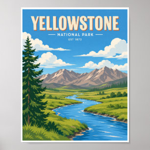 Poster Viagem ao Parque Nacional de Yellowstone Vintage
