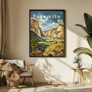 Poster Viagem ao Parque Nacional de Yosemite Vintage Retr