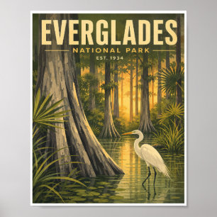 Poster Viagem ao Parque Nacional Everglades Vintage