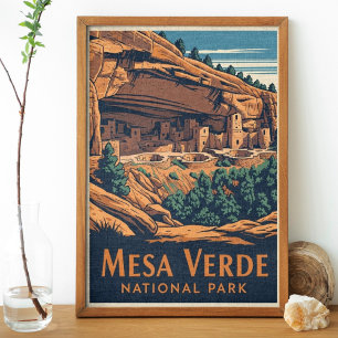 Poster Viagem ao Parque Nacional Mesa Verde Vintage Retro