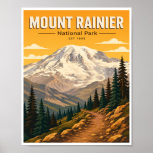 Poster Viagem ao Parque Nacional Mount Rainier Vintage