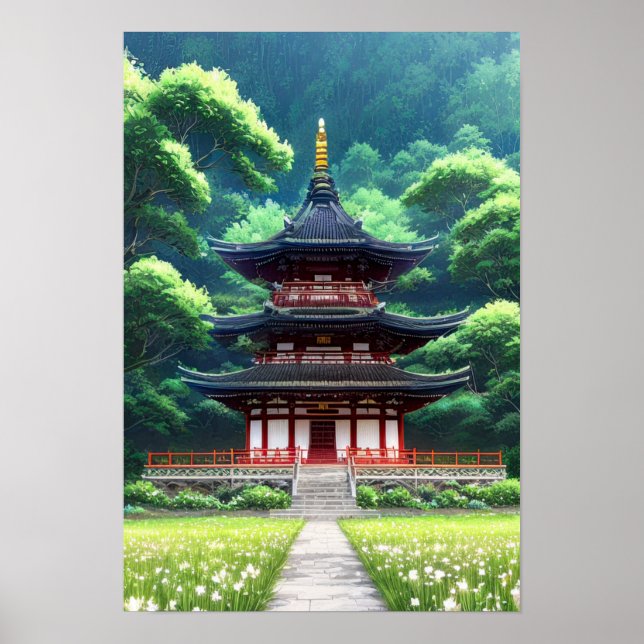 Poster Viagem ao Templo de Wooden Japonês (Frente)