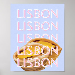 Poster Viagem Art de Lisboa, Azul, Portugal, Pastel