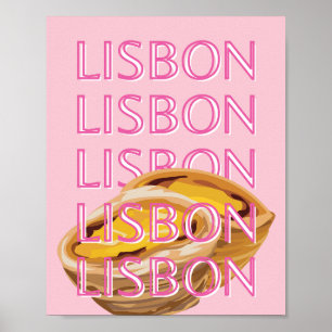 Poster Viagem Art de Lisboa, Portugal, rosa, pré-disquete