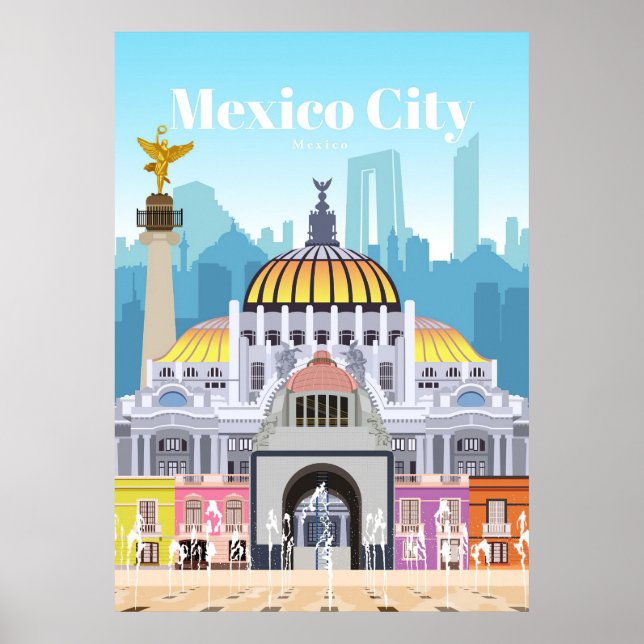 Poster Viagem Art Viagem Para A Cidade Do México (Frente)