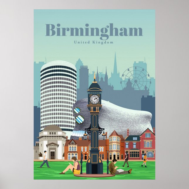 Poster Viagem Art Viagem Para Birmingham (Frente)