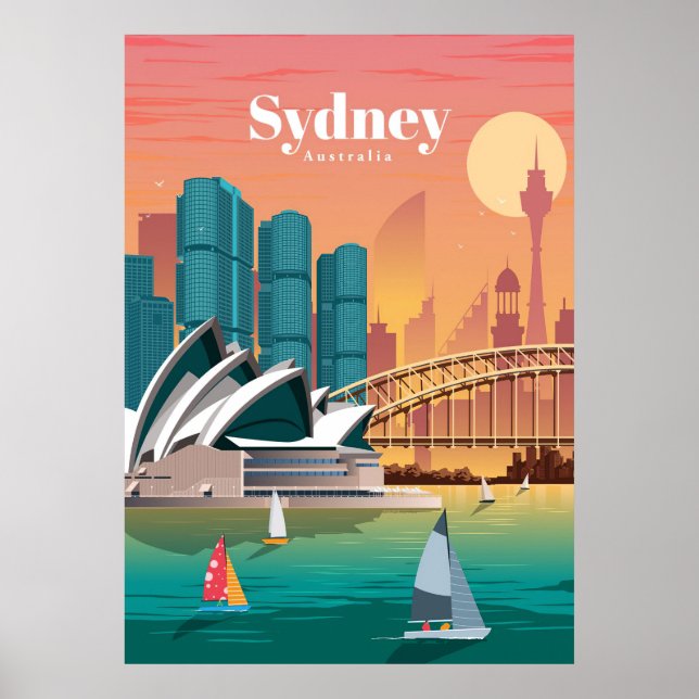 Poster Viagem Art Viagem para Sydney Austrália (Frente)