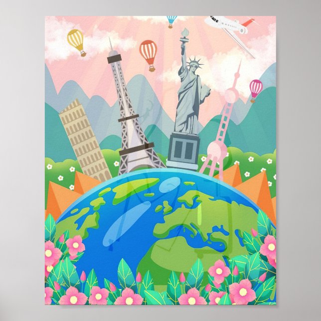 Poster Viagem Art Viagem por todo o mundo (Frente)