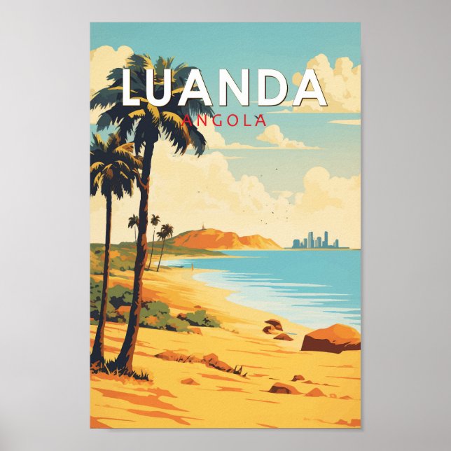 Poster Viagem Art Vintage de Luanda Angola (Frente)
