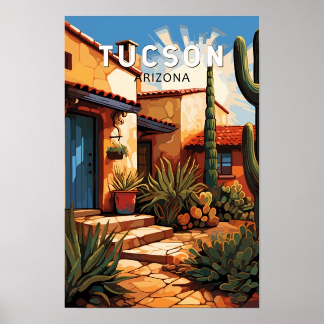 Poster Viagem Arte Vintage Tucson Arizona (Frente)