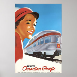 Poster Viagem Através do Canadá de Trem 1948 Estilo Vinta