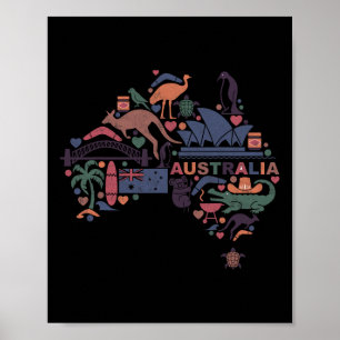 Poster Viagem Austrália Mapeia Sydney, Vacinação Australi