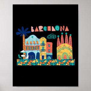 Poster Viagem Barcelona Espanha Europa Espanhol Família F