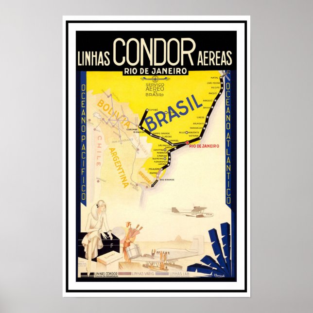 Poster Viagem Brasil ~ Vintage (Frente)