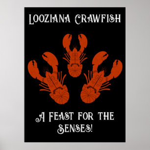 Poster Viagem Cajun Louisiana Banquete de lagosta