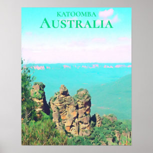 Poster Viagem cénico de Katoomba Austrália de três irm