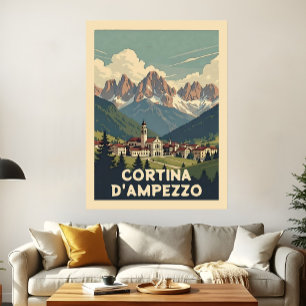 Poster Viagem Clássica Cortina d'Ampezzo Paisagem Retrô