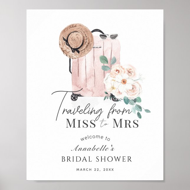 Poster Viagem cor-de-rosa Chá de panela (Frente)