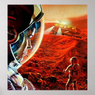 Poster Viagem Cósmica: Vintage NASA Mars Expedition
