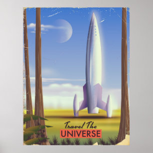 Pôster Viagem da arte espacial retrógrada do Universo.