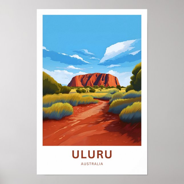 Poster Viagem da Austrália Uluru (Frente)